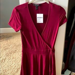 Adorable burgundy faux wrap dress never worn NWT